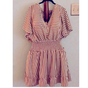 Brown/White Striped Dress